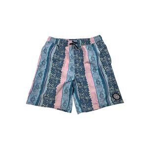 Volcom Swim Trunks Boys M (10-12) Teal Pink Board Shorts Vacation Beach Pool